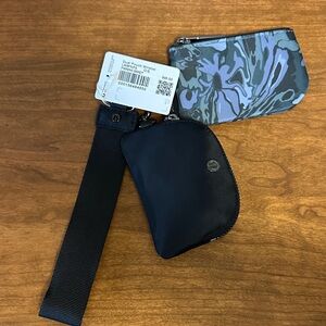 Lululemon Dual Pouch Wristlet with Black and Blue Floral Pouch NWT